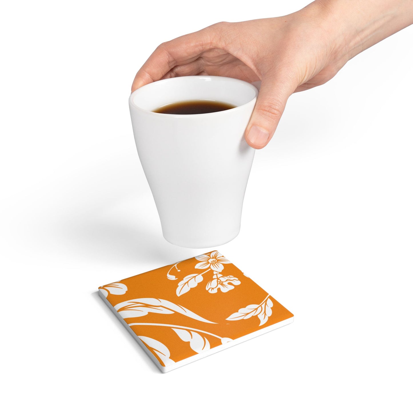 Tangerine Floral Ceramic Coaster Coordinated Collection