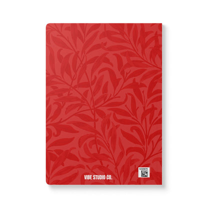 True Red Leaves A5 Lined Journal Minimal Botanical Notebook | Coordinated Collection