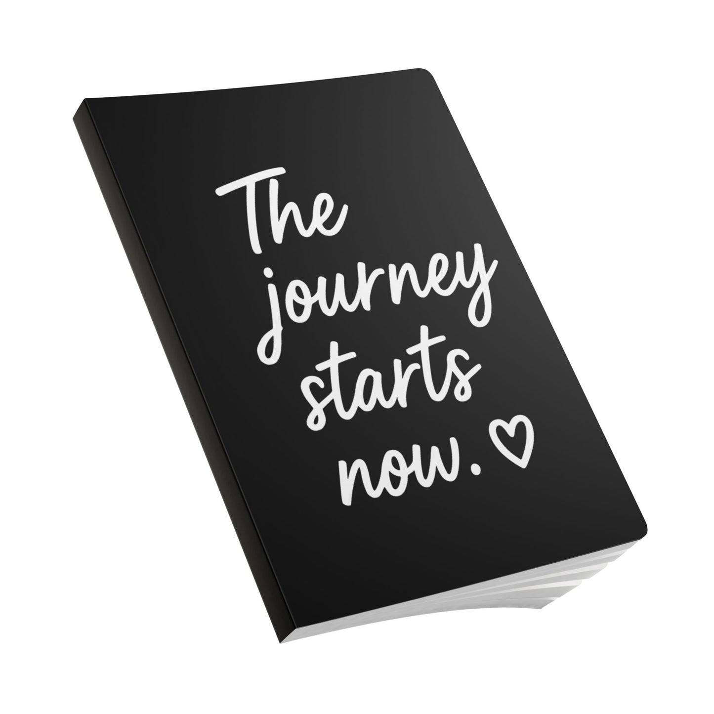 Black The Journey Starts Now A5 Lined Journal