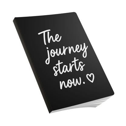 Black The Journey Starts Now A5 Lined Journal