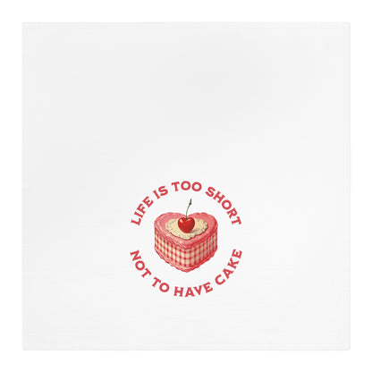Life Is Too Short Tea Towel Funny Kitchen Towel Cake Design Cotton Dish Towel