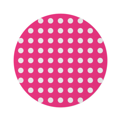 Pink Polka Dot Round Rug 60 Inch Pink and White Area Rug Cute Aesthetic Room Decor