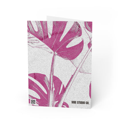 Monstera Leaf Lilac Wine Note Card