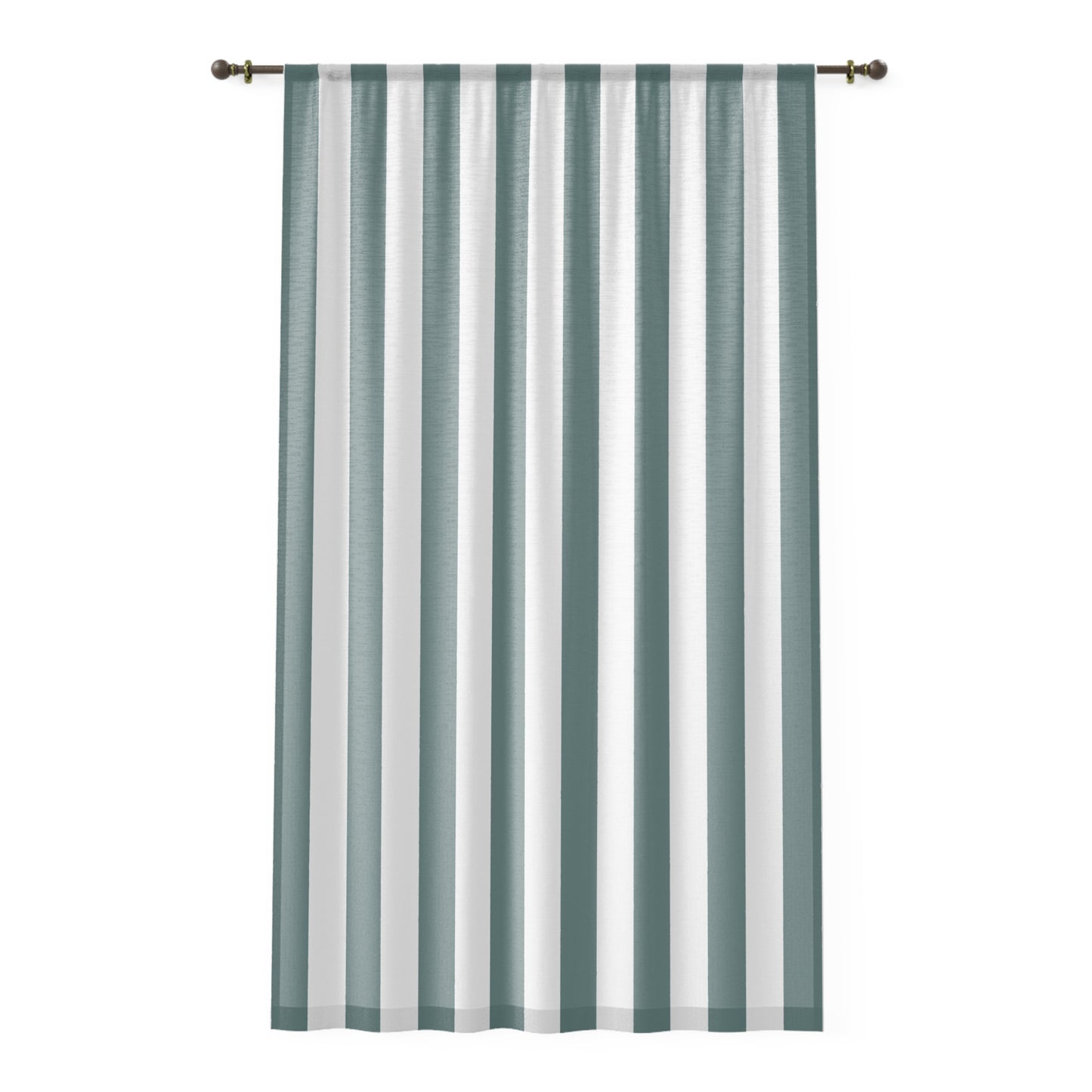 Dusty Blue and White Stripe Window Curtain