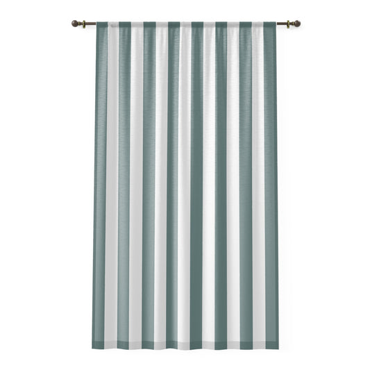 Dusty Blue and White Stripe Window Curtain