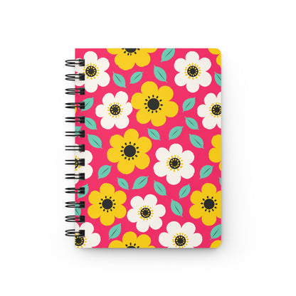 Happy Flower A5 Spiral Notebook Retro Daisy Lined Journal