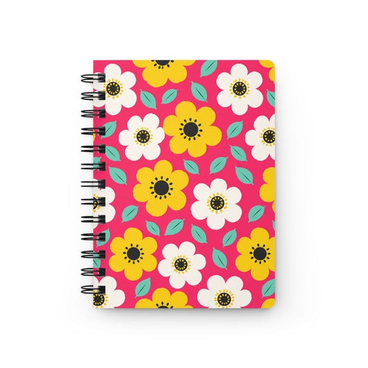 Happy Flower A5 Spiral Notebook Retro Daisy Lined Journal
