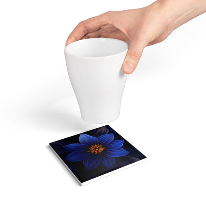 Blue Floral Heaven Ceramic Coaster Botanical Drink Coaster