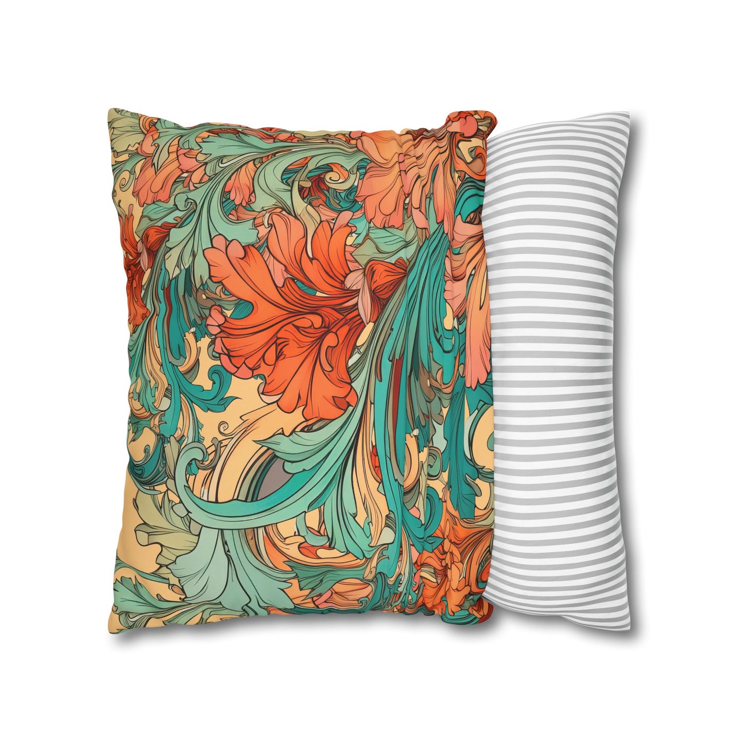Coral Flourish Canvas Pillow Cover 20x20