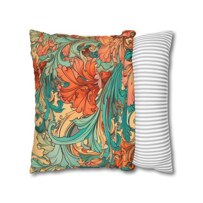 Coral Flourish Canvas Pillow Cover 20x20