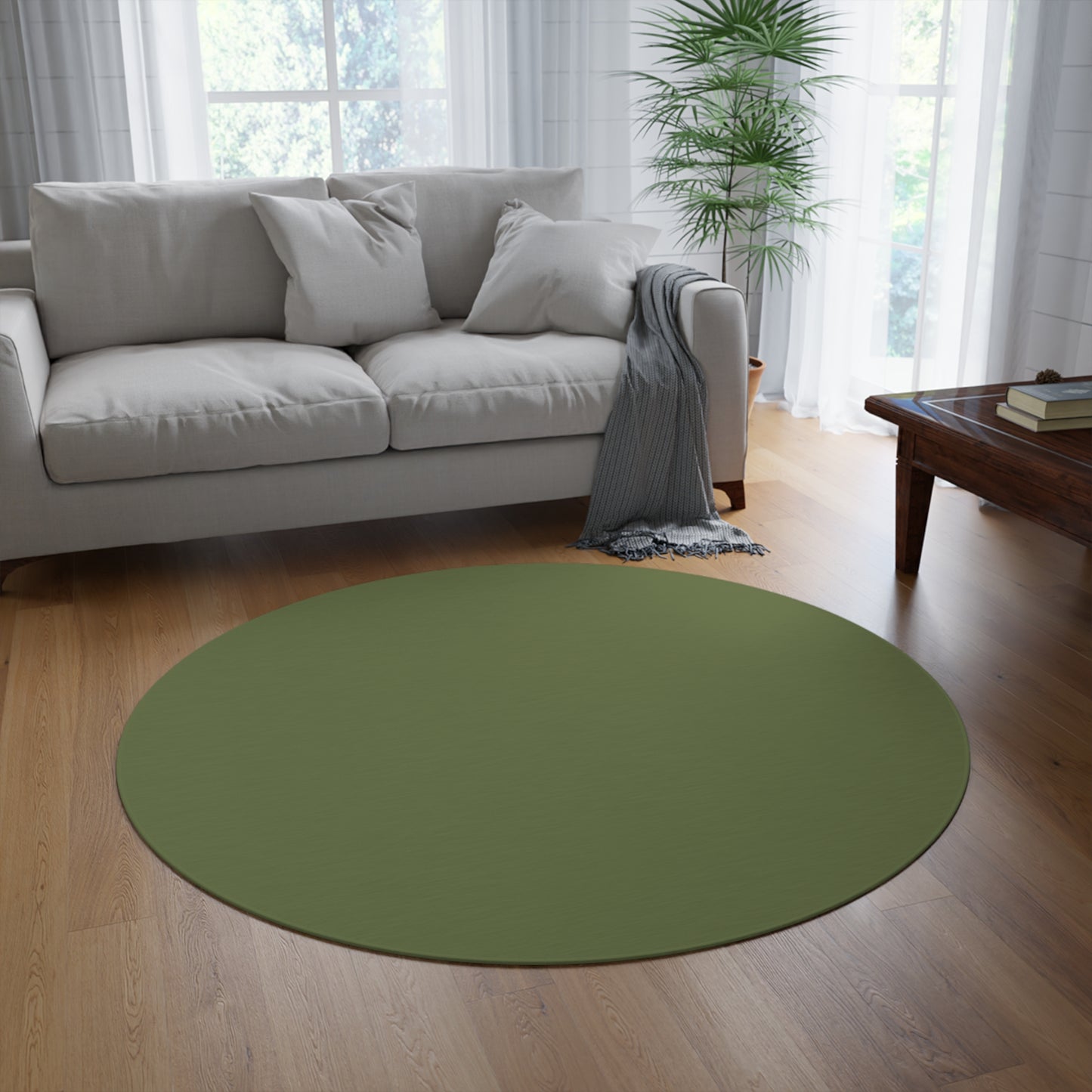Olive Round Rug 60 Inch Floor Rug Minimal Home Decor Living Room Rug