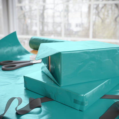 Deep Aqua Wrapping Paper Matte or Glossy Gift Wrap 3 Sizes Fine Art Paper