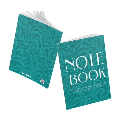 Deep Aqua Leaves A5 Lined Journal Minimal Botanical Notebook | Coordinated Collection