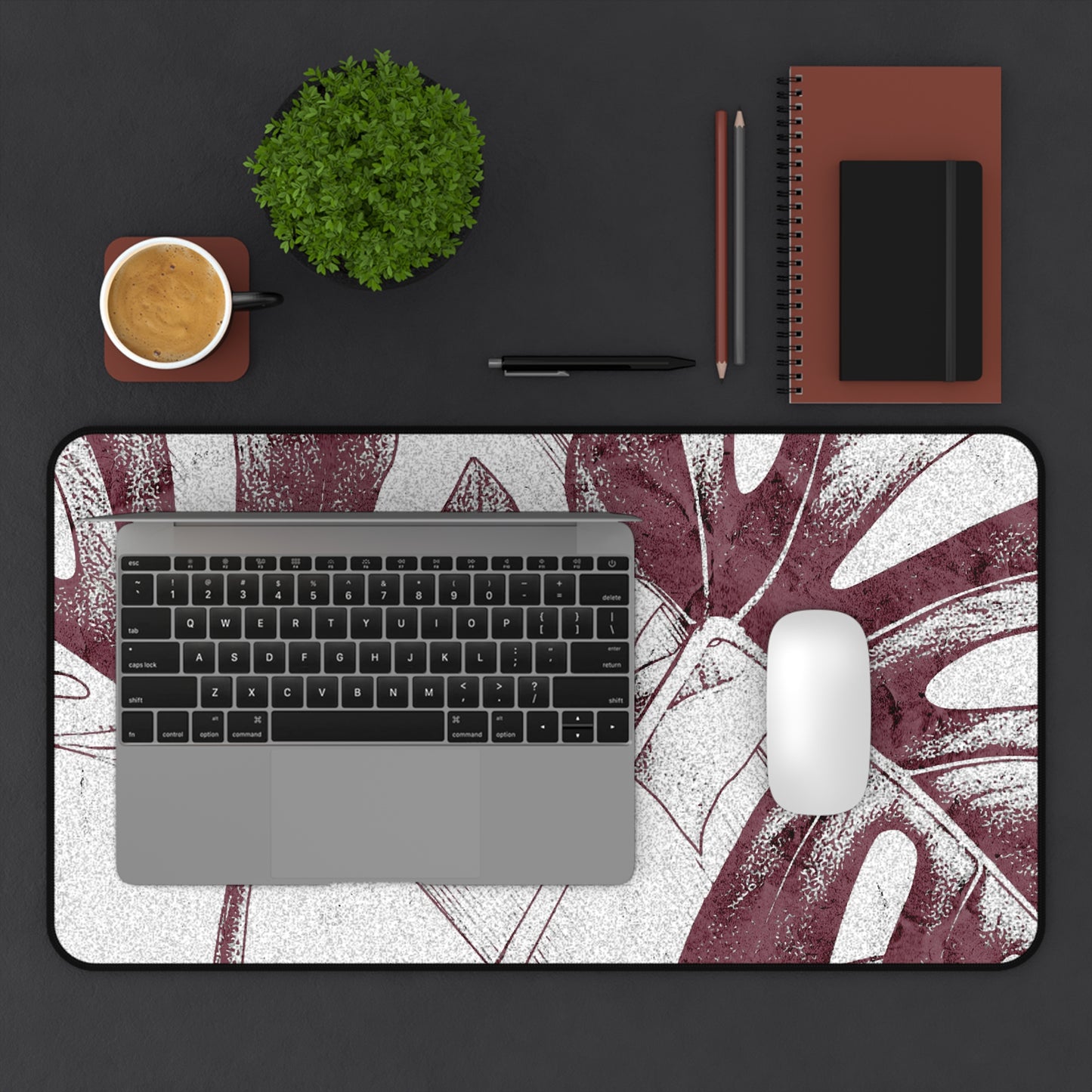 Monstera Leaf Mauve Desk Pad