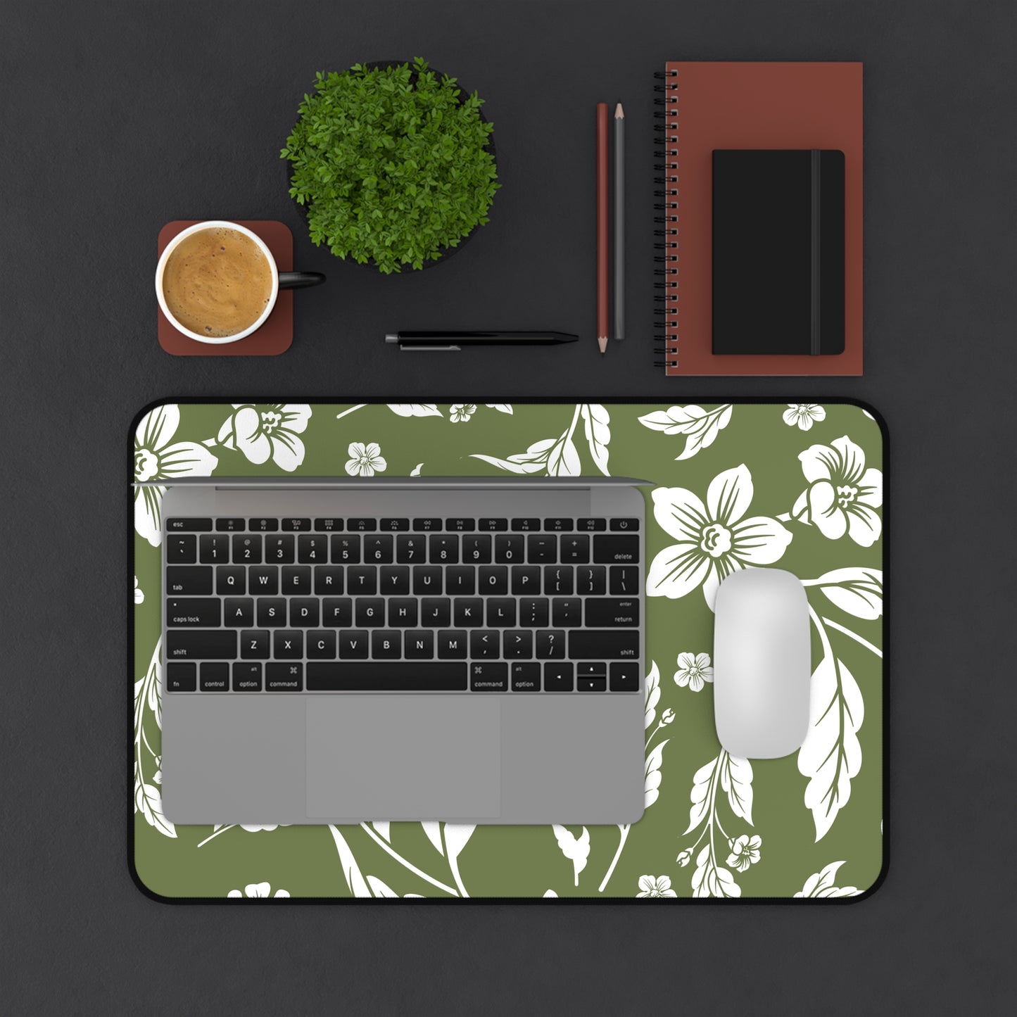 Olive Floral Desk Pad (12x18, 12x22 or 16x32)