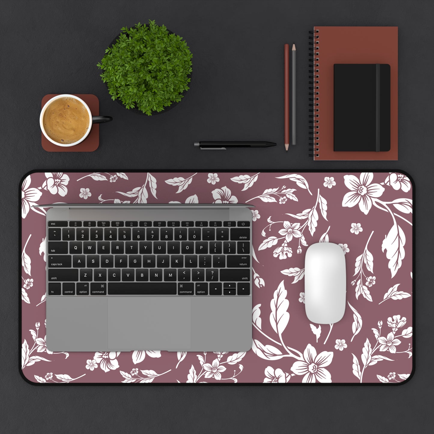 Mauve Floral Desk Pad (12x18, 12x22 or 16x32)