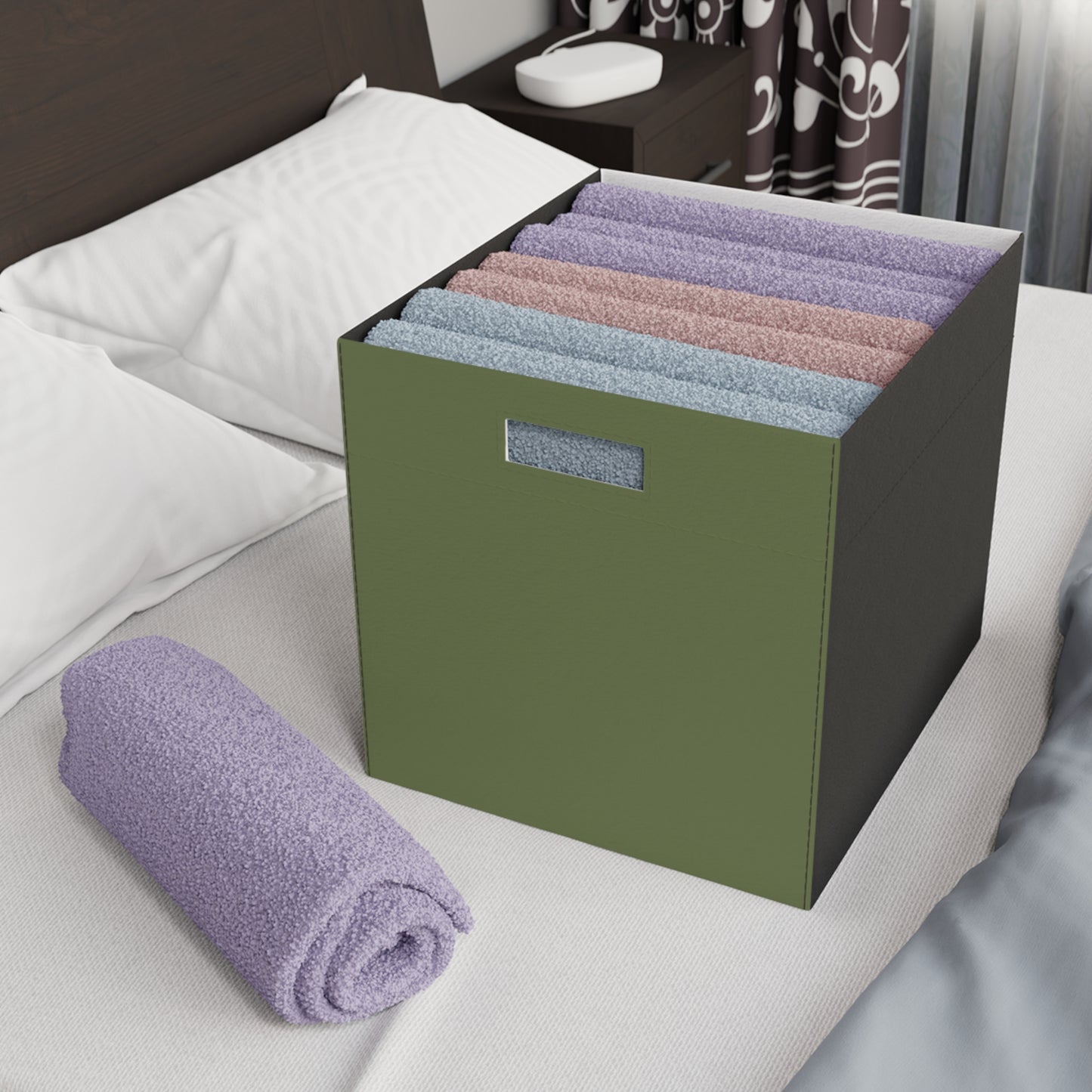 Olive Felt Storage Box Foldable Organizer Bin Home Storage Basket