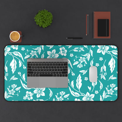 Deep Aqua Floral Desk Pad (12x18, 12x22 or 16x32)
