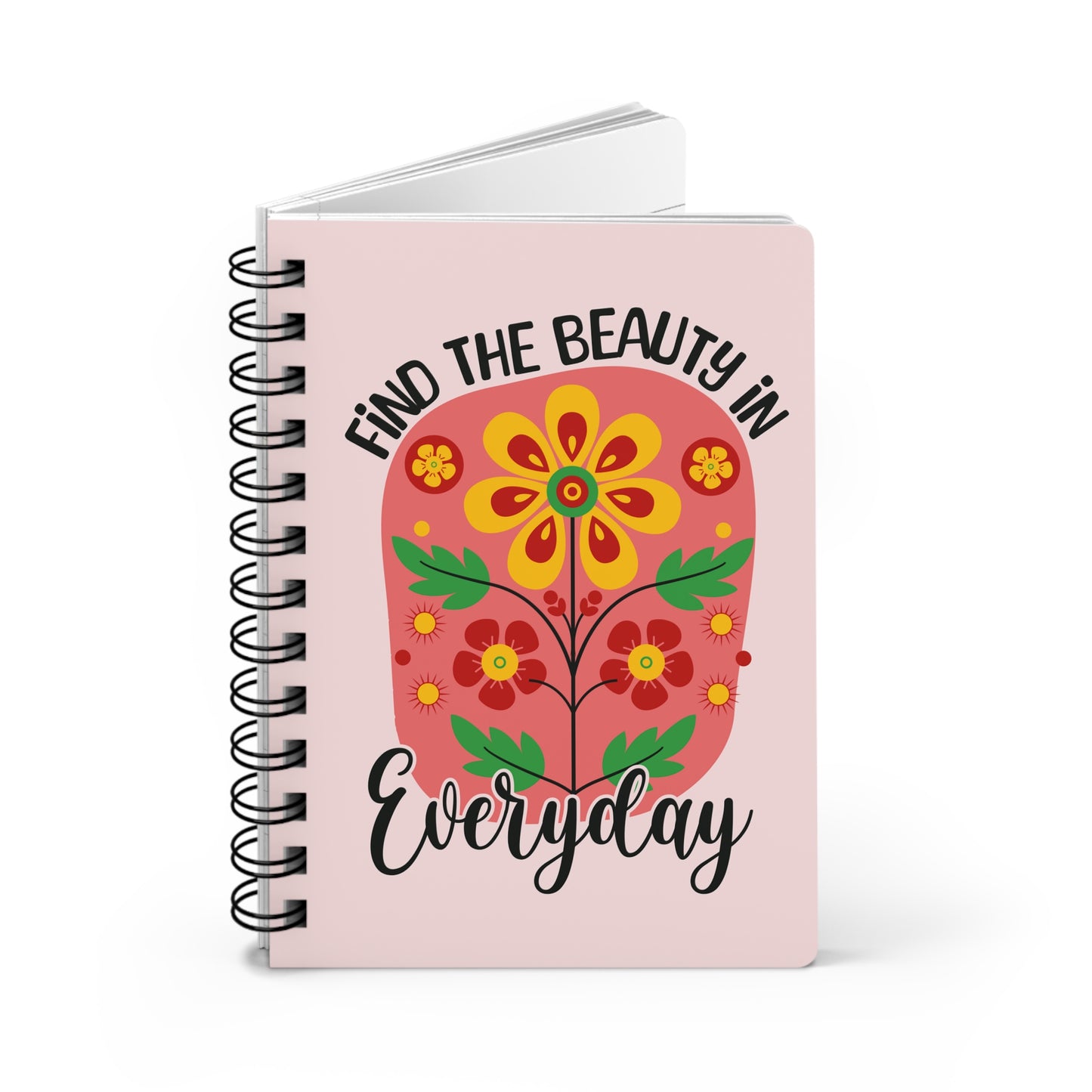 Find the Beauty Spiral Journal Inspirational Floral Notebook A5 Lined Journal