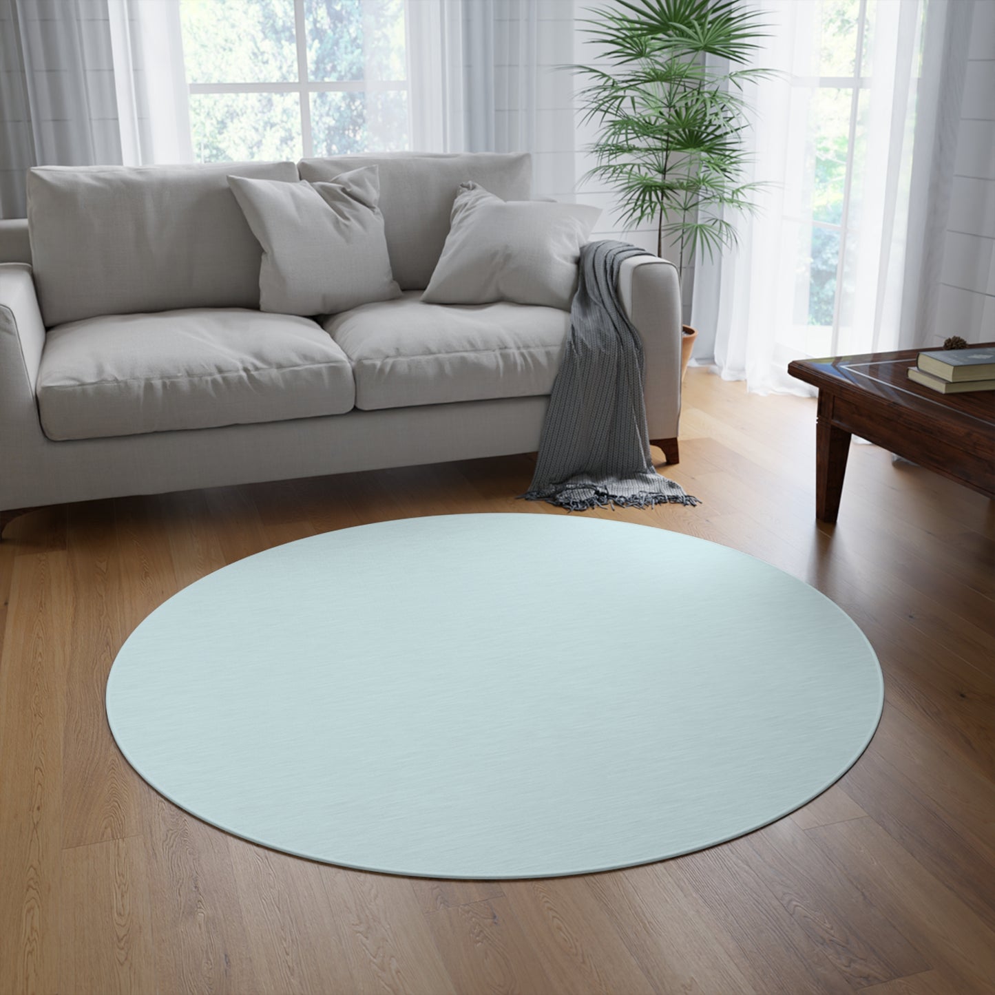 Ocean Blue Coordinated Round Rug 60 Inch Floor Rug Minimal Home Decor Living Room Rug