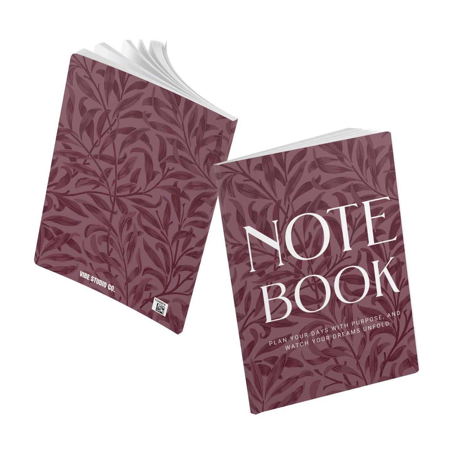 Mauve Leaves A5 Lined Journal Minimal Botanical Notebook | Coordinated Collection
