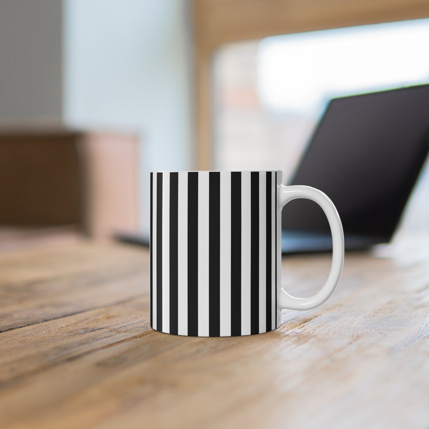 Black Stripe Ceramic Coffee Mug 11 oz Striped Mug
