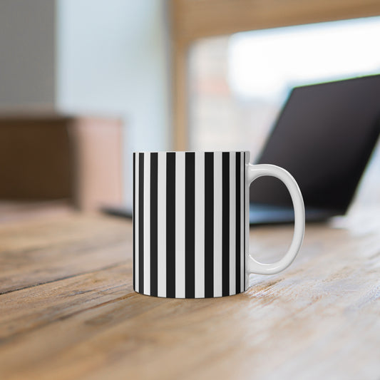 Black Stripe Ceramic Coffee Mug 11 oz Striped Mug