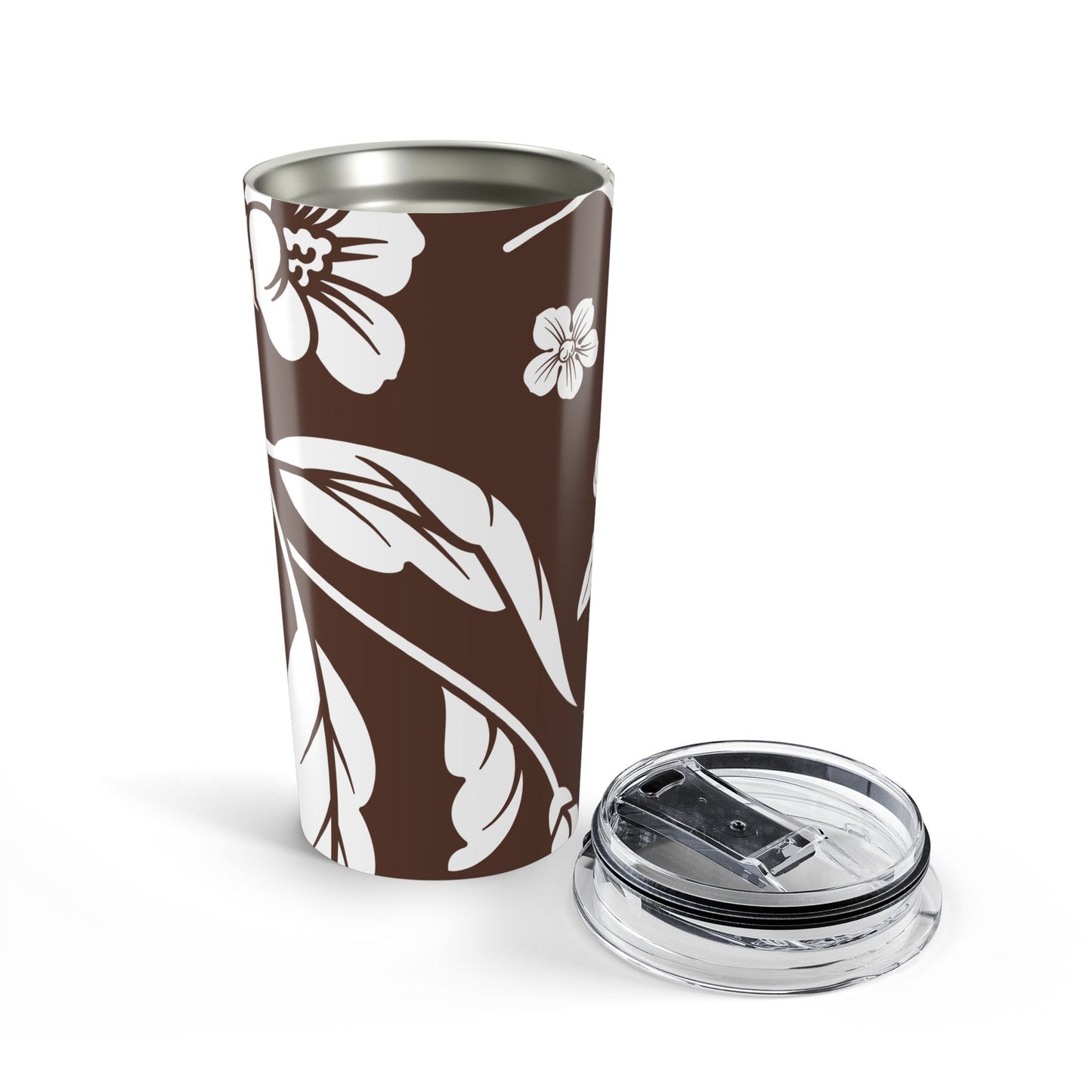 Chocolate Brown Floral 20oz Stainless Steel Tumbler | Coordinated Collection