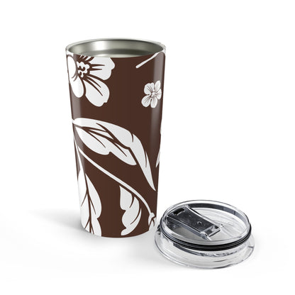 Chocolate Brown Floral 20oz Stainless Steel Tumbler | Coordinated Collection