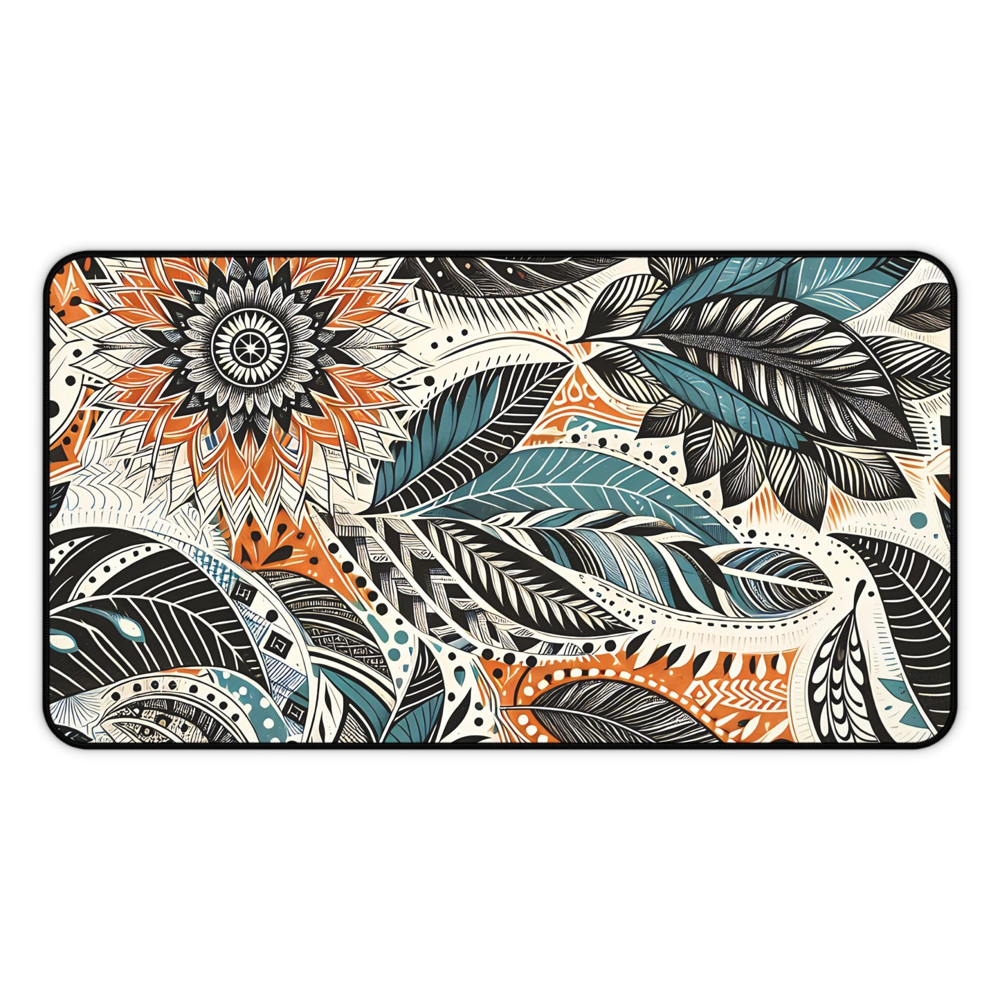 Botanical Leaves Blue Desk Pad