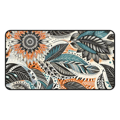 Botanical Leaves Blue Desk Pad