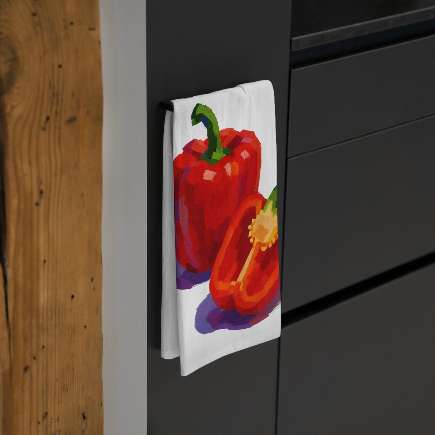 Red Pepper Kitchen Tea Towel Cotton Dish Towel Vegetable Design Decorative Towel