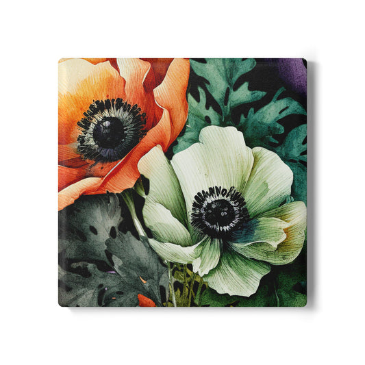 Decorated Floral Ceramic Coaster Vintage Botanical Drink Coaster