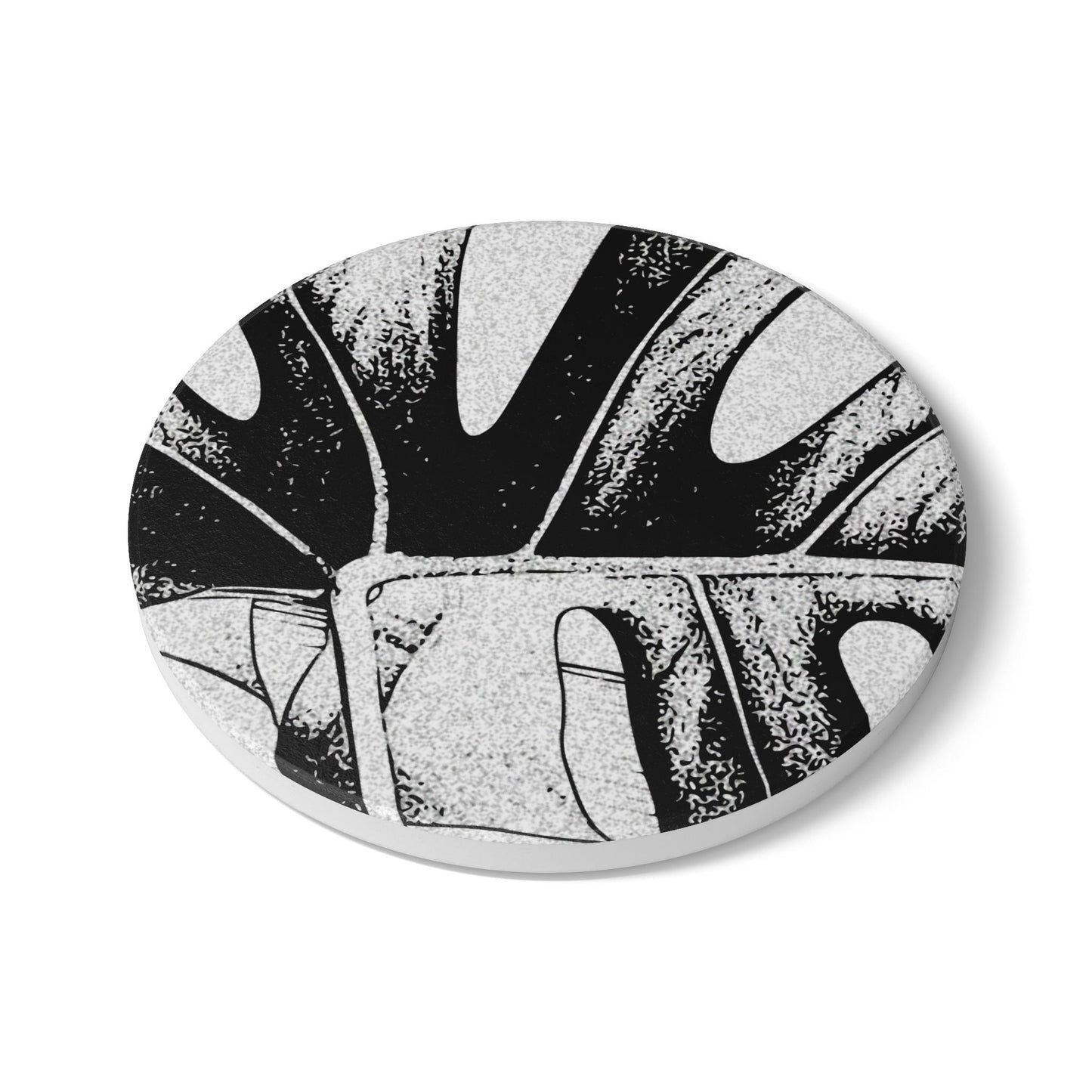 Monstera Leaf Black Ceramic Coaster Botanical Drink Coaster