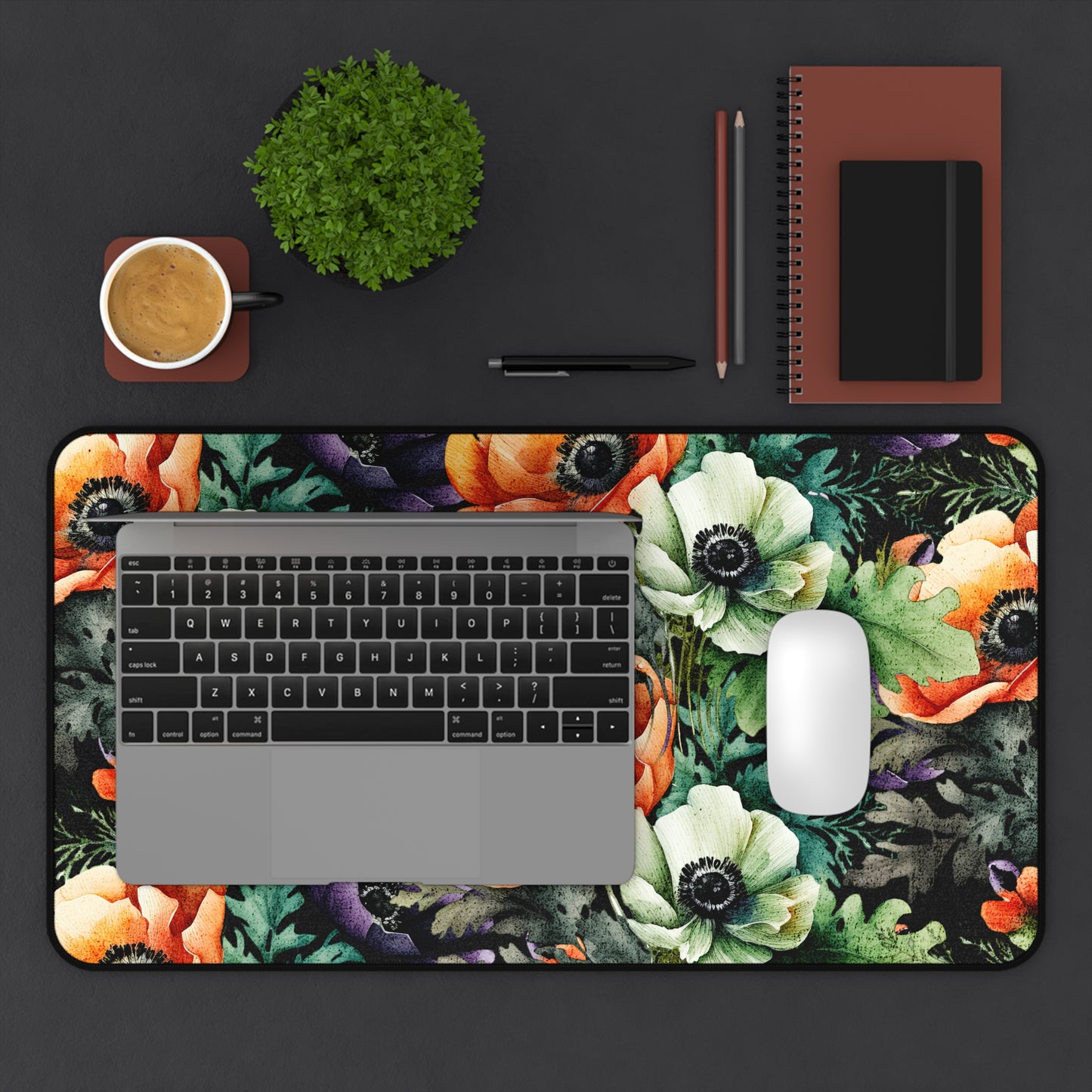 Decorated Floral Desk Pad  Botanical Floral Desk Mat Office Decor (12x18, 12x22, 16x32)