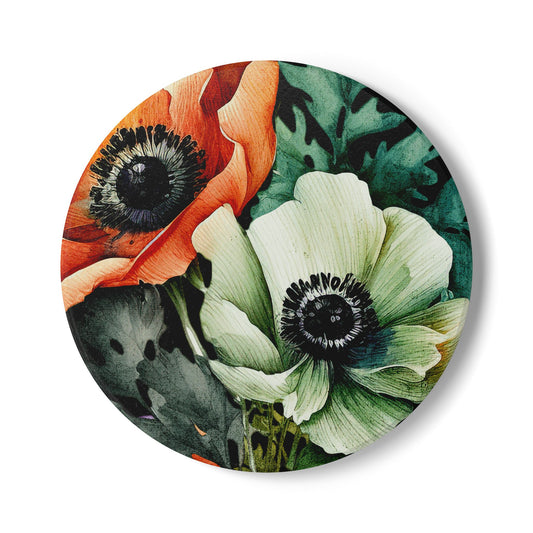 Decorated Floral Ceramic Coaster Vintage Botanical Drink Coaster