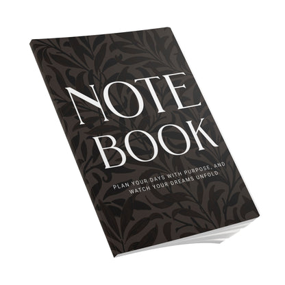 Muted Charcoal Leaves A5 Lined Journal Minimal Botanical Notebook | Coordinated Collection