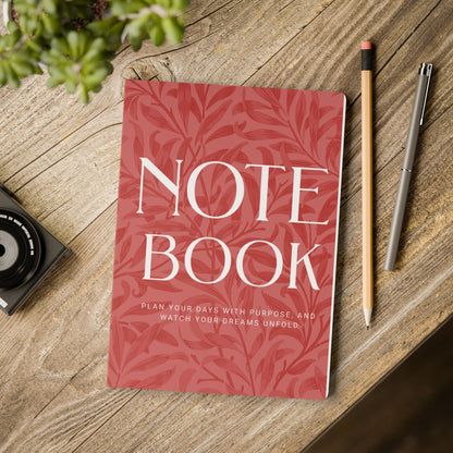 Red Autumns Leaves A5 Lined Journal Minimal Botanical Notebook | Coordinated Collection