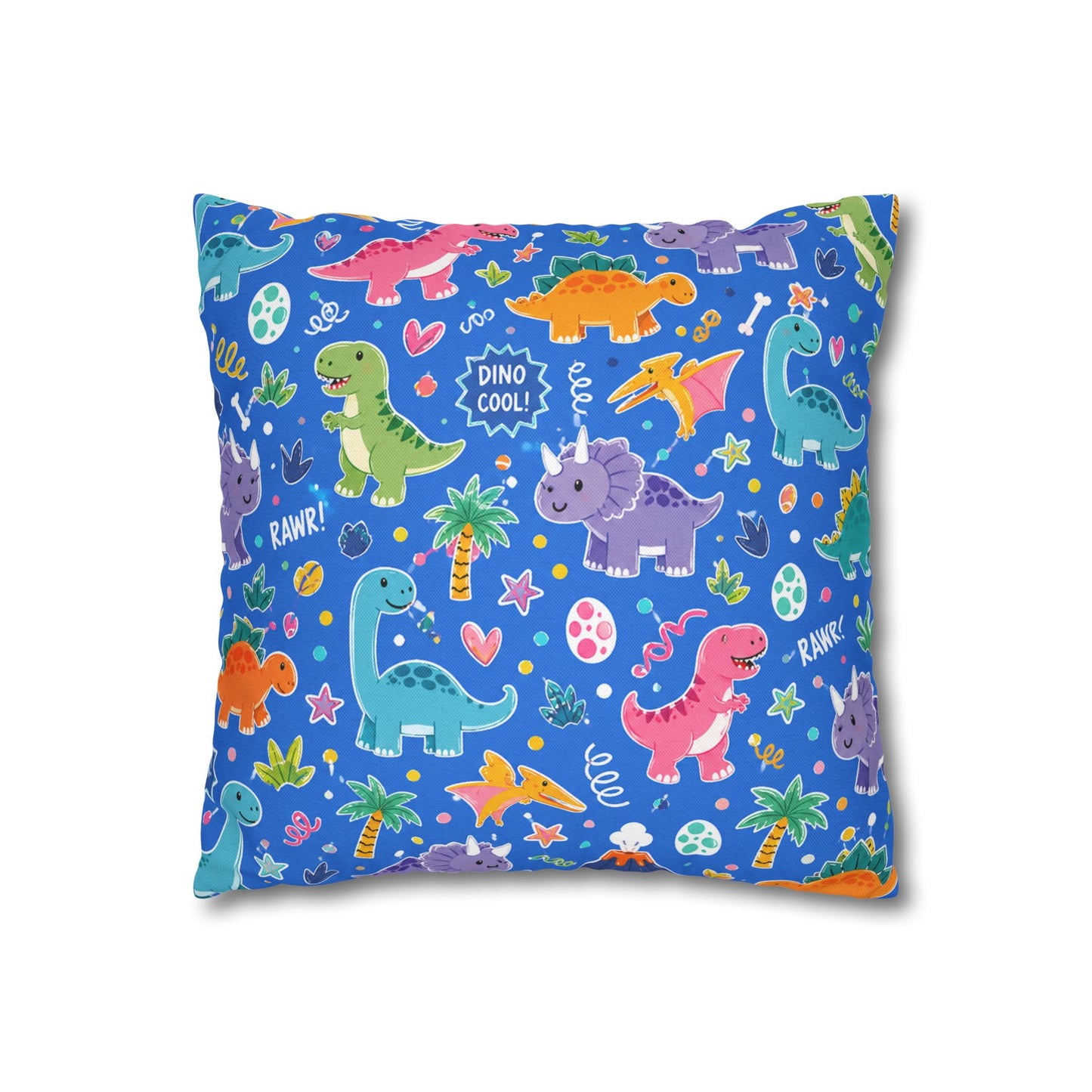 Blue Dino Pillow Cover 14x14