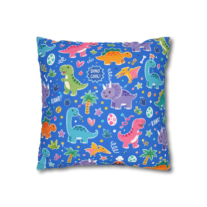 Blue Dino Pillow Cover 14x14