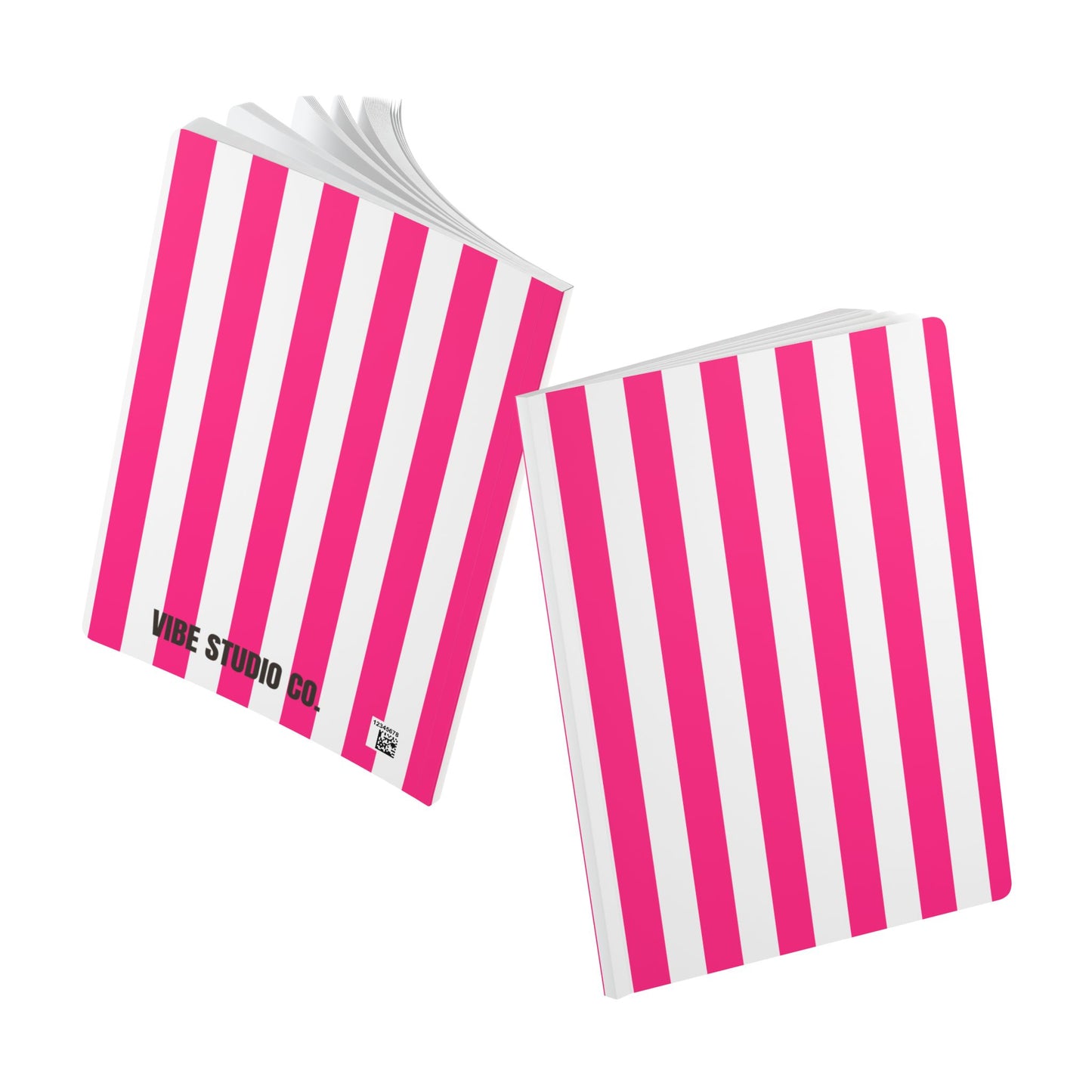 Pink Stripe Softcover Journal Pink and White Striped A5 Lined Journal