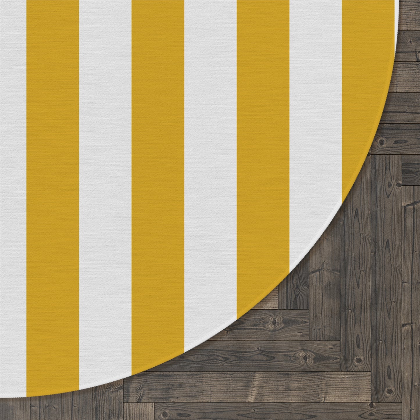 Yellow Stripe Round Rug 60 Inch Modern Striped Area Rug Bright Minimal Room Decor