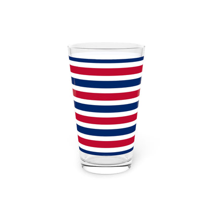 Red, White and Blue Stripe Pint Glass, 16oz