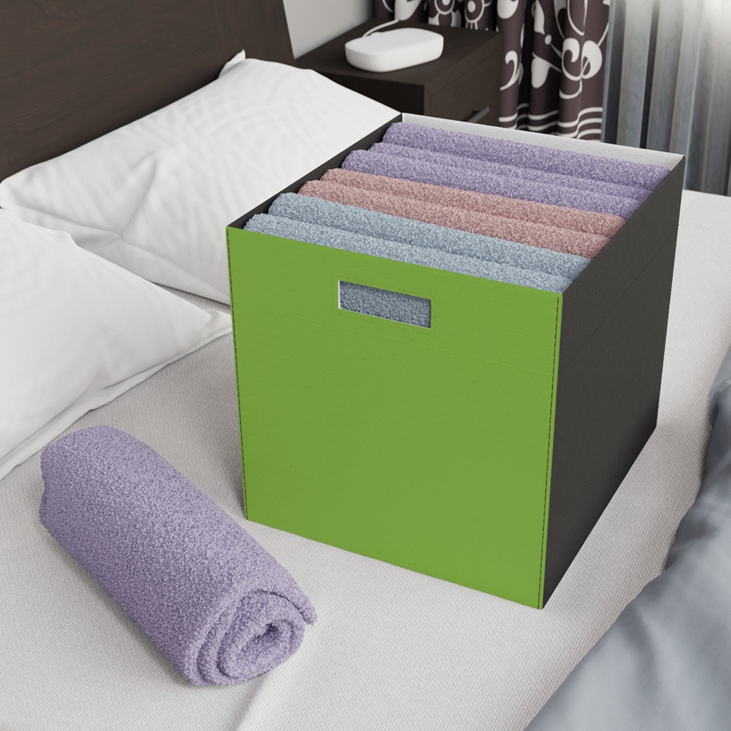 Muted Lime Felt Storage Box Foldable Organizer Bin Home Storage Basket