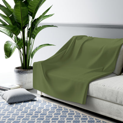 Olive Green Sherpa Fleece Blanket Cozy Plush Throw 3 Sizes Soft Warm Blanket