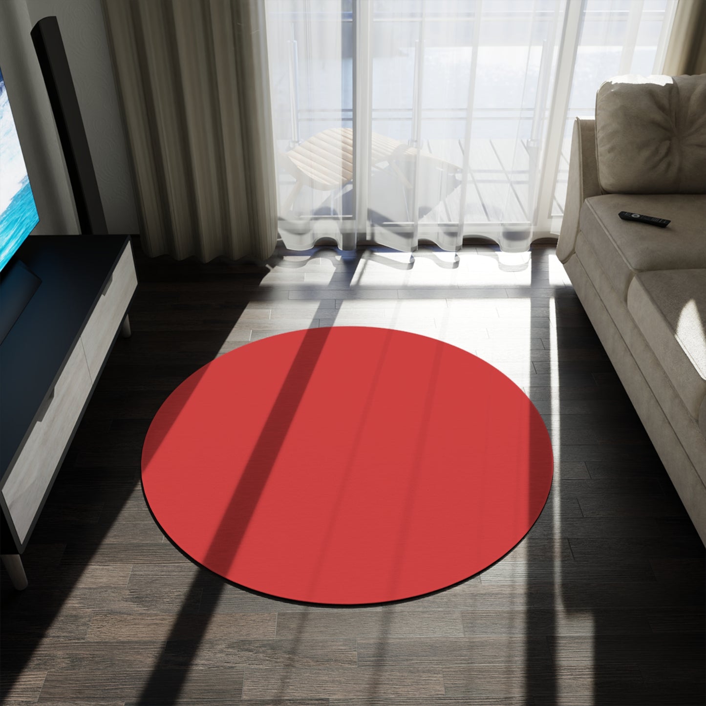True Red Coordinated Round Rug 60 Inch Floor Rug Minimal Home Decor Living Room Rug