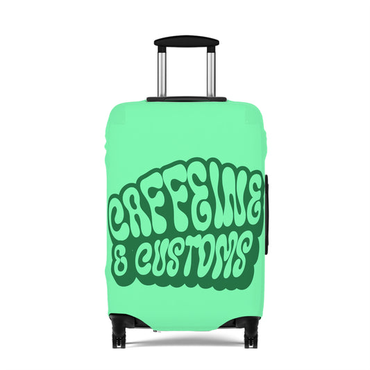 Caffeine and Customs Luggage Cover Travel Suitcase Cover