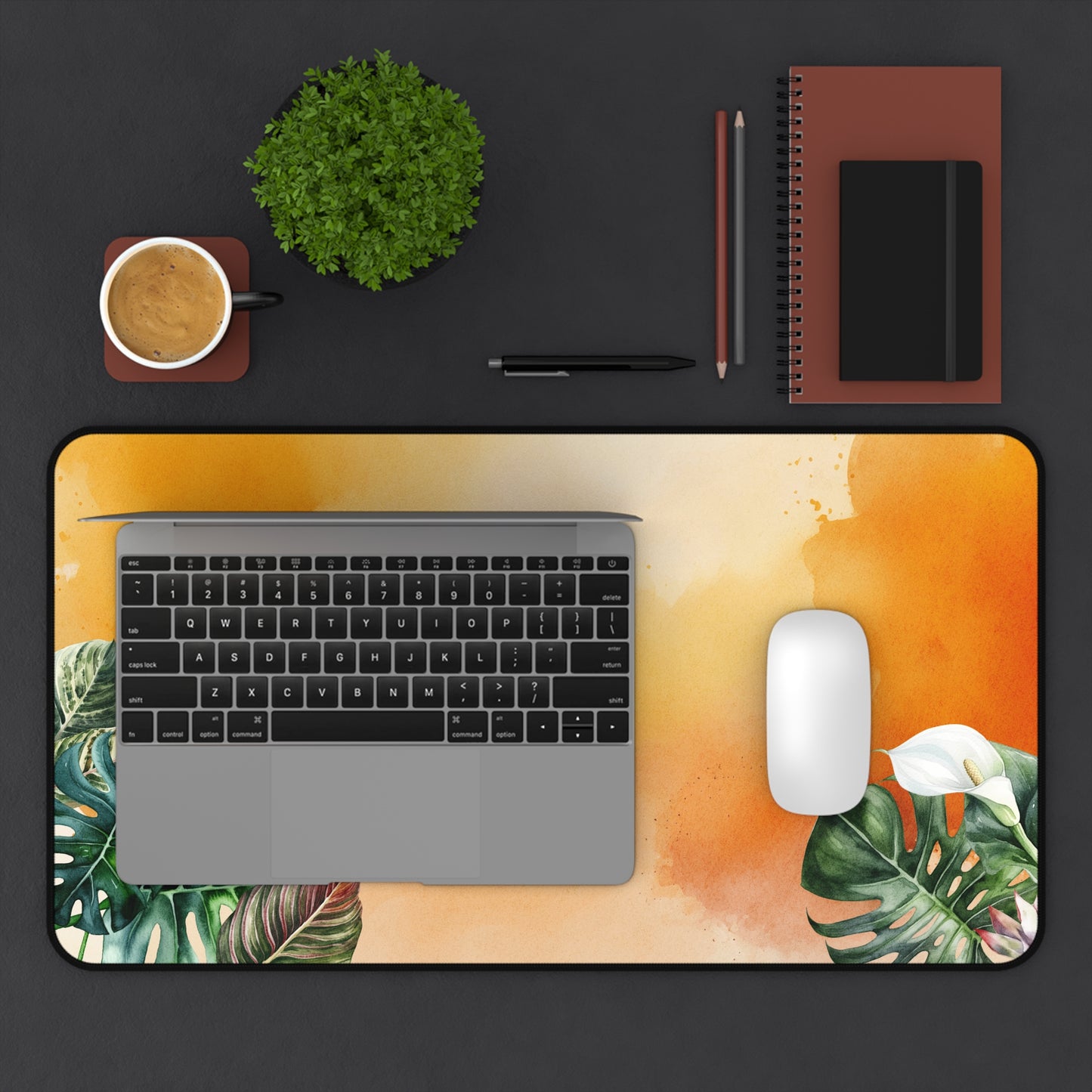 Sunset Botanical Desk Pad Tropical Botanical Desk Mat (12x18, 12x22, 16x32)