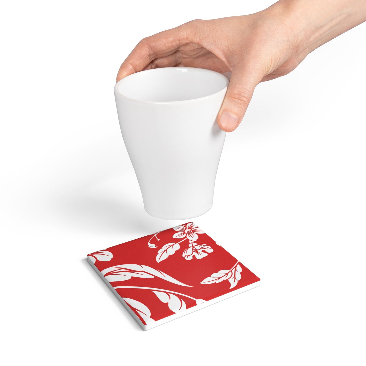 True Red Floral Ceramic Coaster Coordinated Collection