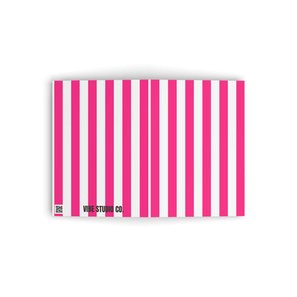 Pink Stripe Folded Note Card Set Pink Striped Stationery